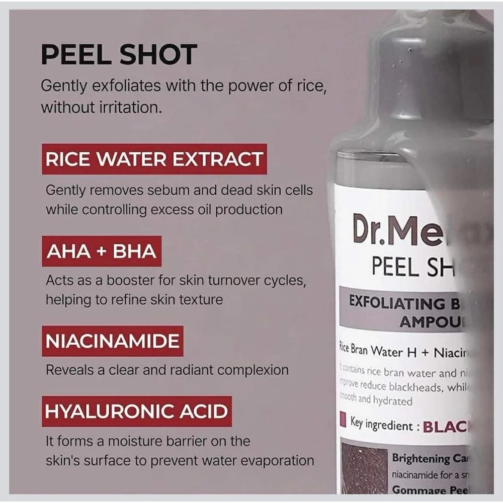 Peel Shot Glow Black Rice Peeling Ampoule 80Ml, Dead Skin Gentle Exfoliating Amp